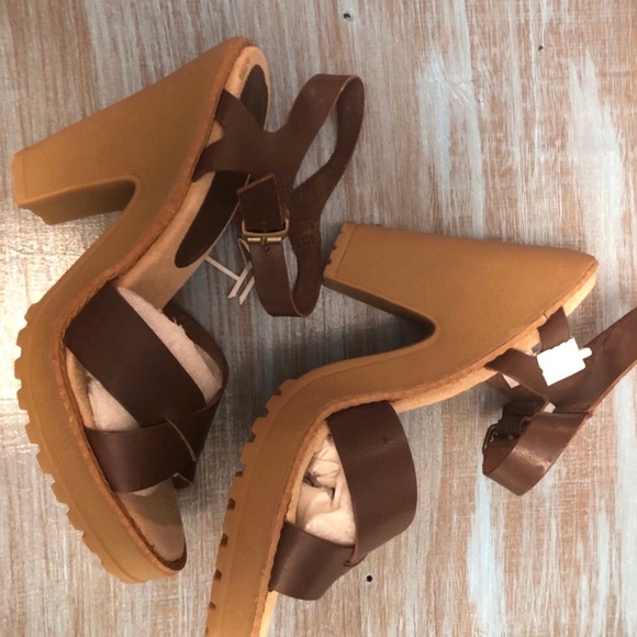 Chinese Laundry Brown Vegan Leather Strap Heeled Sandals New - Picture 3 of 7